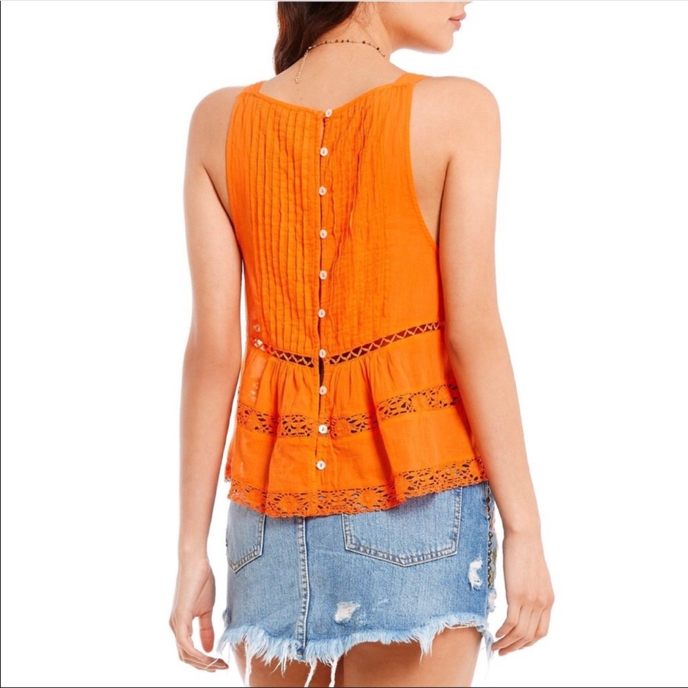 NEW Free People Crush Top Crochet Hem Size Large - Picture 5 of 8